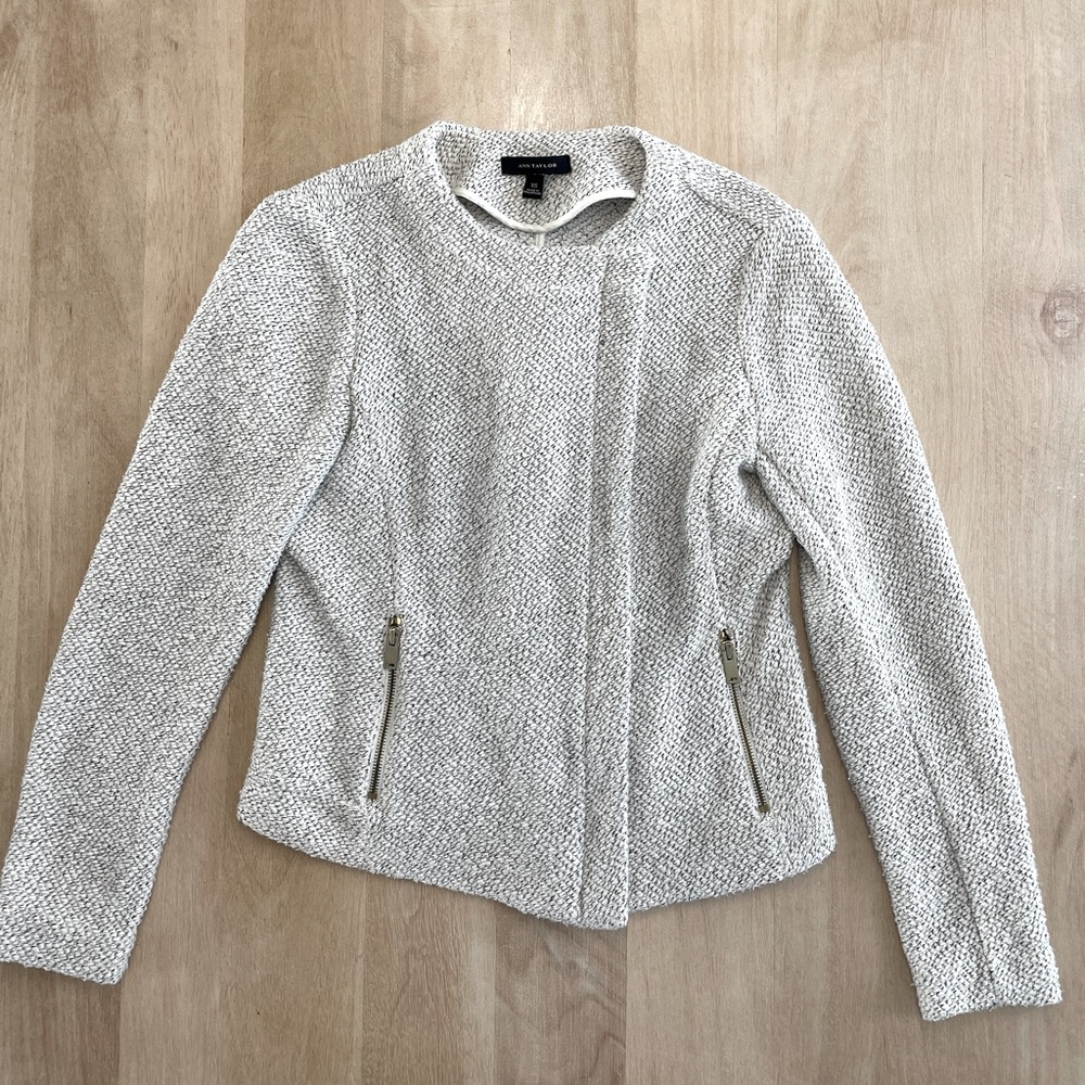 Moto Tweed Ann Taylor Blazer Jacket Loft